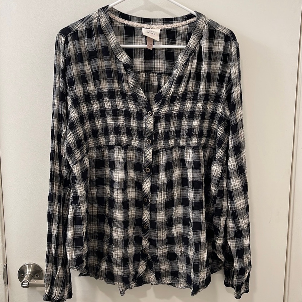Knox Rose black and white plaid top